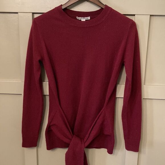 AUTUMN Cashmere Tie Front Sweater in Pinot 100% Cashmere Size Small - Picture 8 of 10